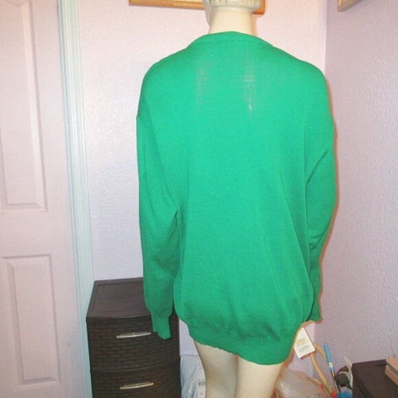 Vtg Blarney Woolen Mills Sweater Size XL Ireland Shamrock Kelly Green Knit NWT - Picture 8 of 10